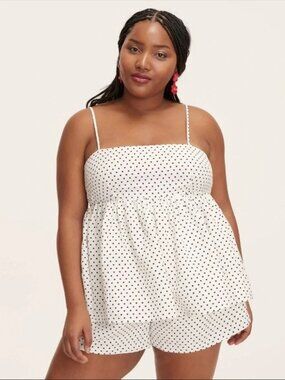 Kate Spade ♠️ x Target White and Black Polka Dot Linen Babydoll Cami Top. Size L